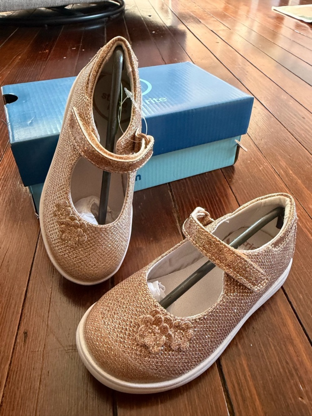 Stride Rite Girls Holly Mary Jane Shoes - Rose Gold Glitter 7.5W NEW IN BOX!